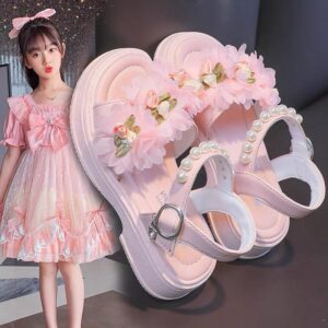 Pink and white sandals